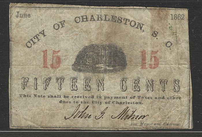 South Carolina, City of Charleston, 1862 15c